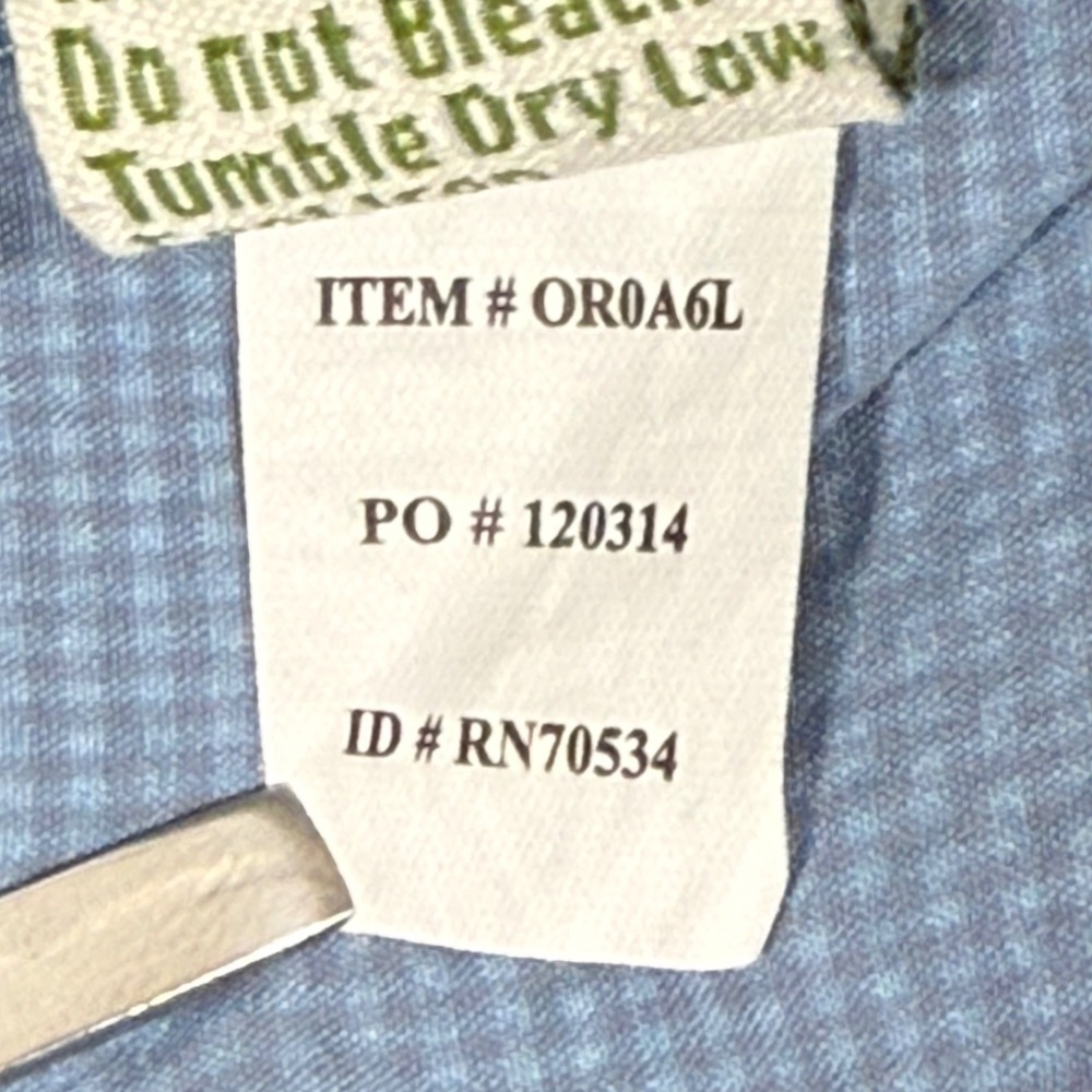 Orvis Mens XL Tall Long Sleeve Button Front‎ Fishing Shirt Blue Nylon Vented - Picture 10 of 11